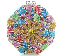 Newest Red stylish women evening bag Luxury Rhinestone clutch bag crystal handbags party purse wedding bag pochette SC1