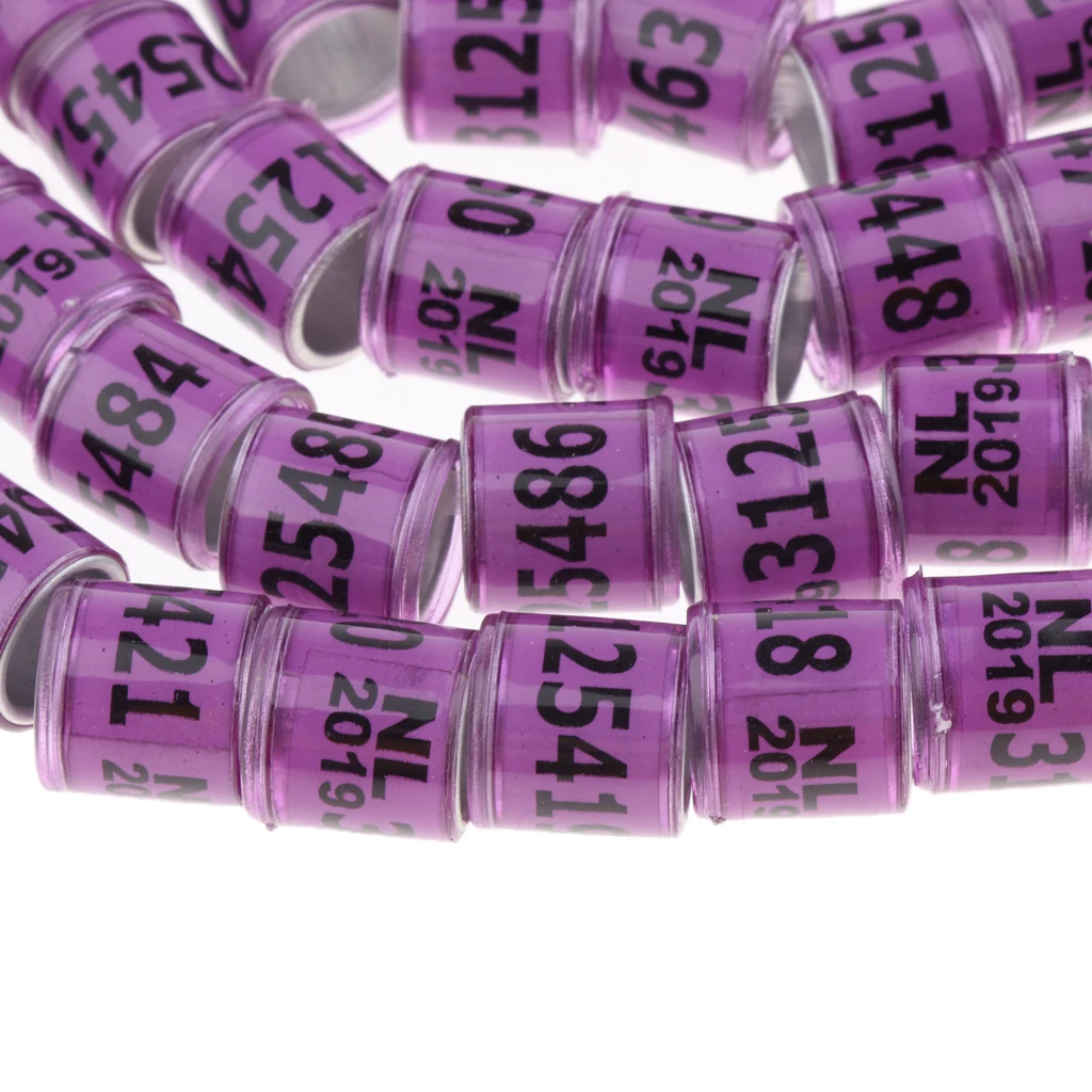 100pcs 8mm Plastic Bird Foot Ring For Racing Pigeon Parrot Purple