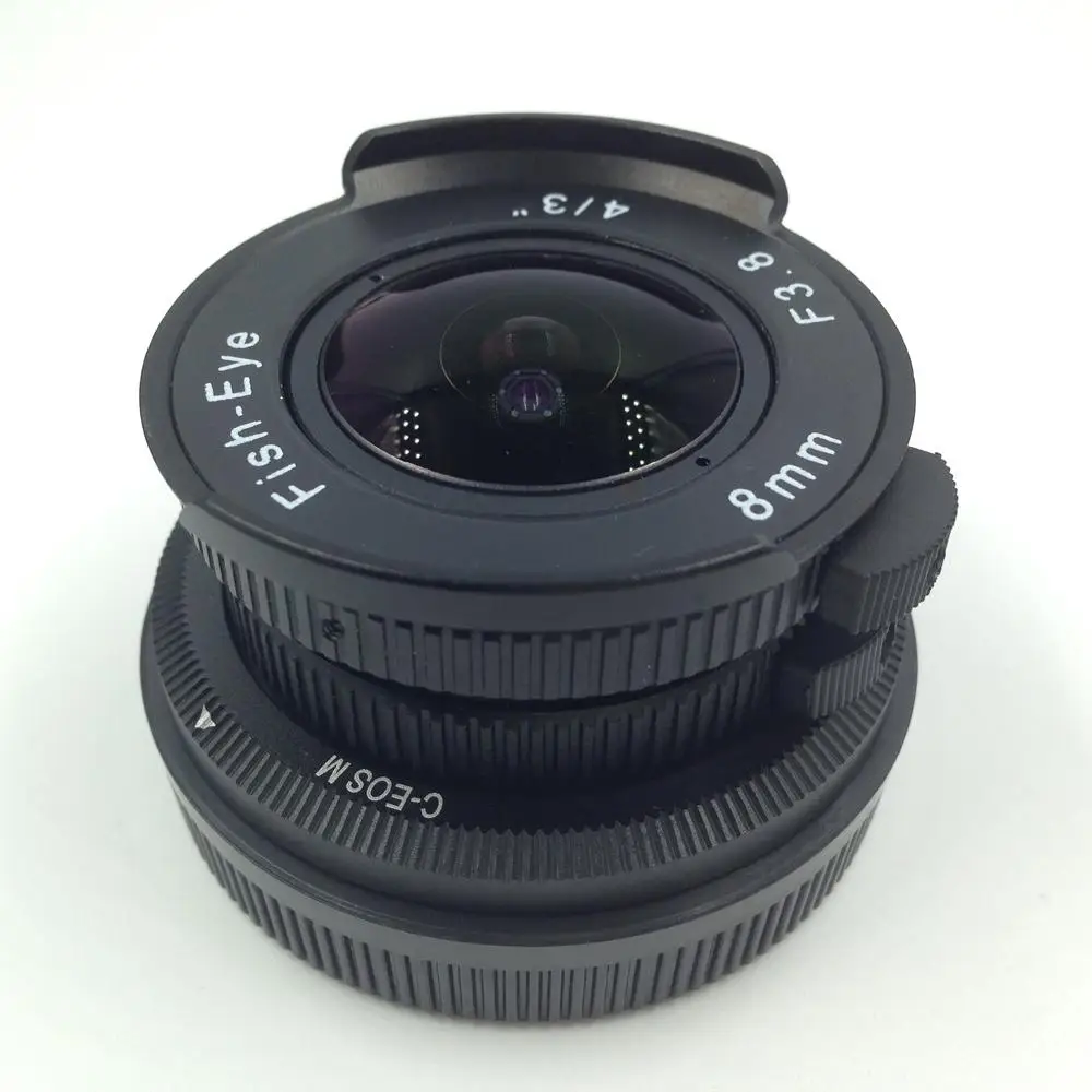 Linxing 8mm f/3.8,8 f3.8 C mount 4/3" Fisheye Mirrorless for EosM M2 M3