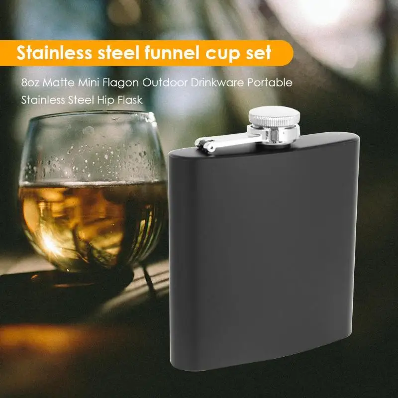 

8OZ Matte Simple Portable Stainless Steel Hip Flask 8oz Russian Wine Mug Wisky Bottle With Box Pocket Drinkware Alcohol Bottle