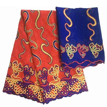 

Red cotton lace fabric high quality with stones 100% cotton Lace fabric swiss voile lace in switzerland 5+2yards/lot XJD02