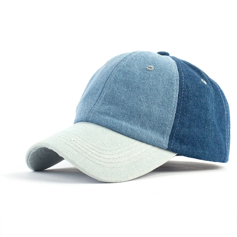 Новая модная бейсболка джинсовая женская Мужская Лоскутная Регулируемая мягкая хлопковая шляпа женская уличная синяя кепка