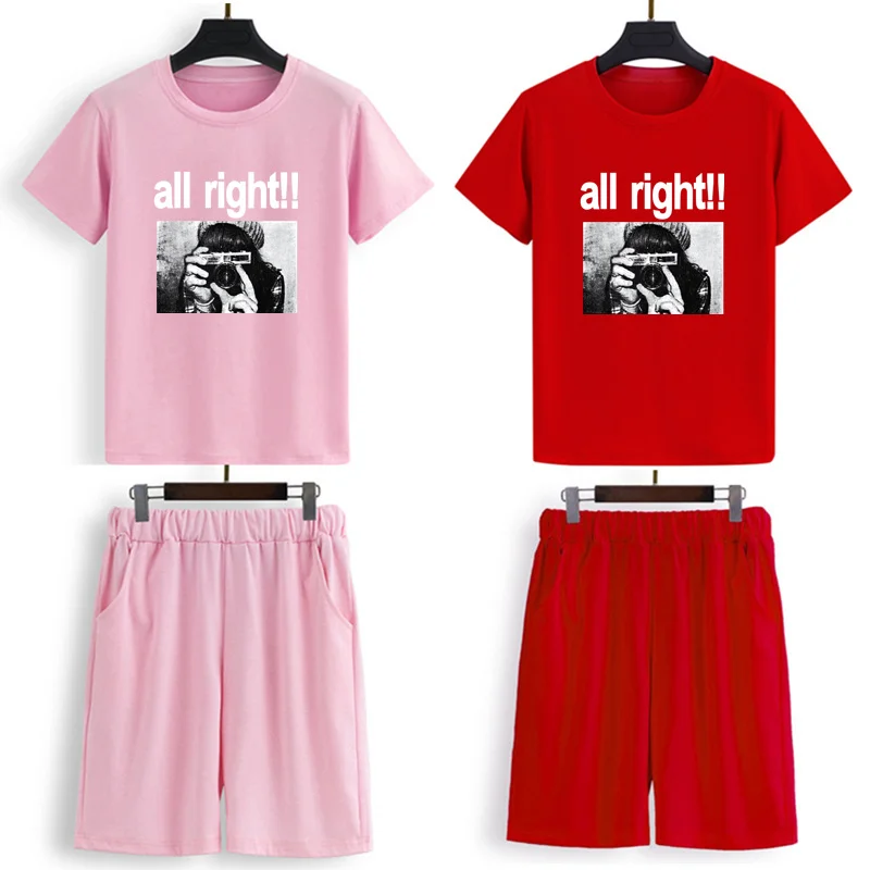 

Summer Print Two Piece Women Shorts + T-shirt Fashion Casual 2019 New Woman 2Pcs Set Street Short sleeve T-shirt Tops