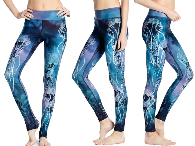 Подводный мир! Модные женские брюки хиппокамп 3D печать Леггинсы Морские животные Печать тонкие леггинсы для спортивная форма