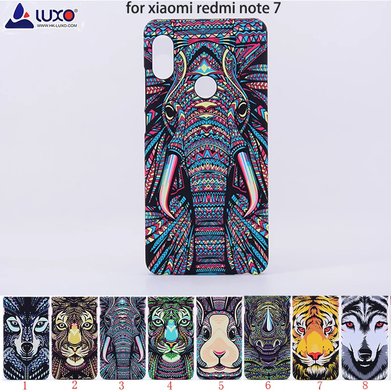 

Luxo King Series Aztec Animal Faces Cover Animals Lion Wolf Elephant Pattern PC Hard Back Phone Case for Xiaomi Redmi Note 7
