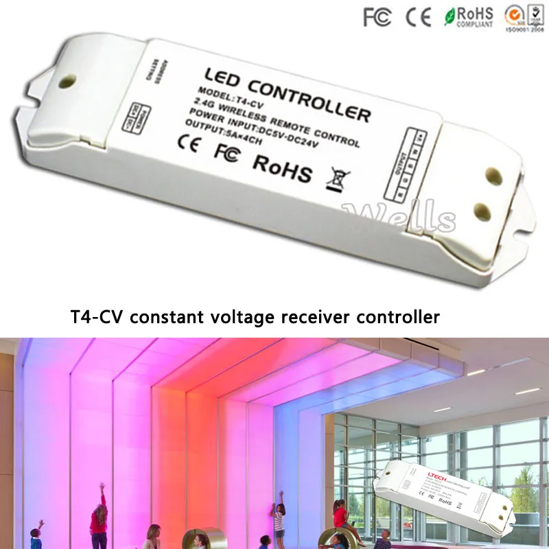 

T4 LED RGBW 2.4G 8 Zone Wireless Sync/zone Remote Controller T4-CV/T4-CC receiver for RGBW led strip