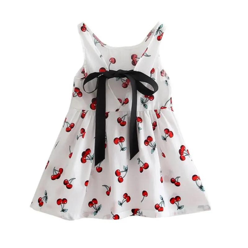 Baby Girl Dress Kids Girl Cherry Dress Sleeveless Print Cotton Dresses Clothes For Girls Children Toddler Vestidos