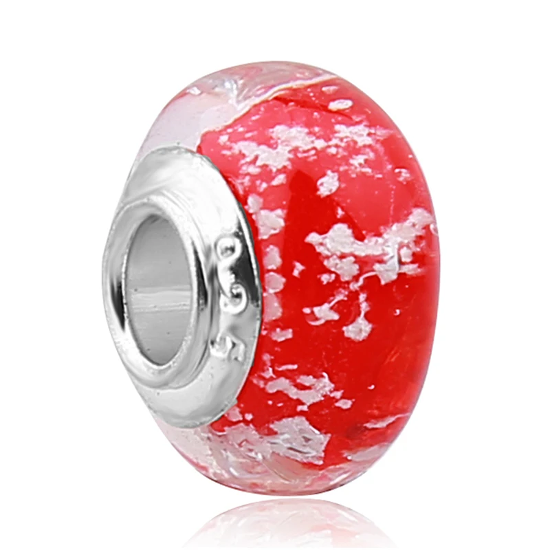 New Arrival Red Murano Glass Beads Fit Original Pandora Silver Charm