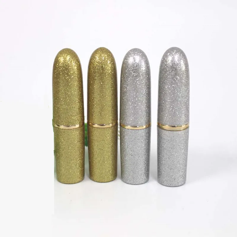 

12ps / lot High Quality, Empty, Elegant, round bullet golden silver Lipstick tube container Cosmetic accessories utensil DIY