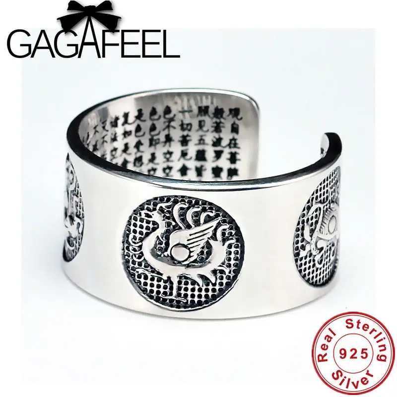 

GAGAFEEL Thai Silver Rings Vintage Four Beast Evil Spirits S999 Sterling Silver Rings for Men Adjustable Jewelry Gifts Wholesale