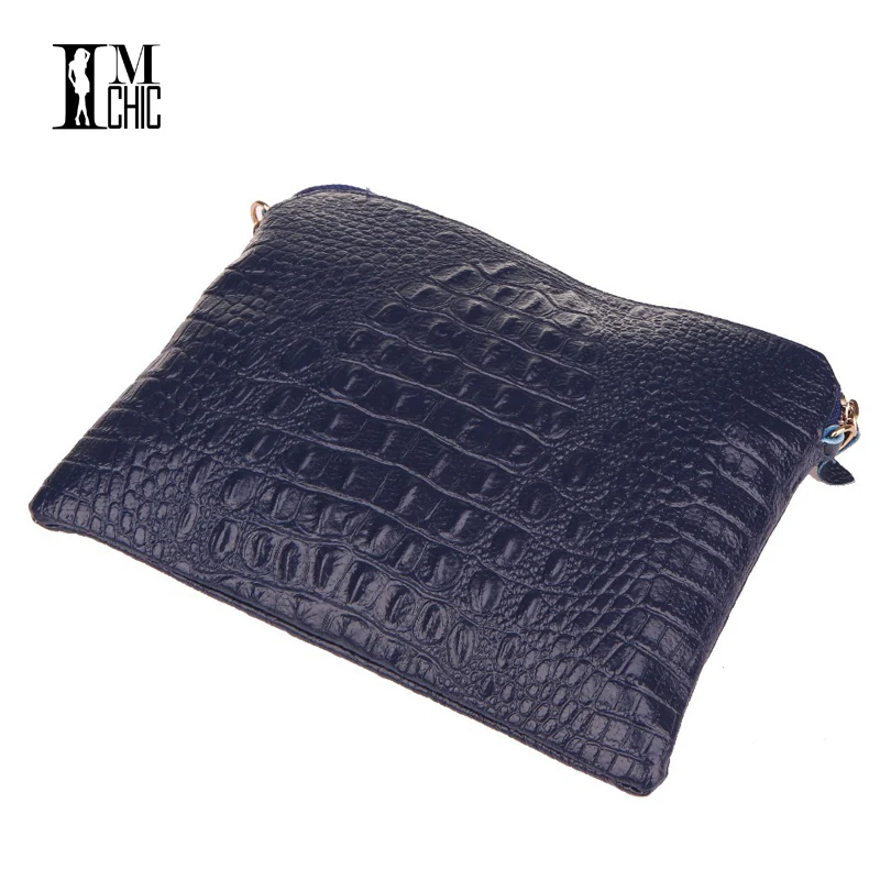 Vintage Crocodile Ladies Leather Bags Lux Split Cowhide Tablet Clutch Bag Sexy Female Crossbody Shoulder Designer Handbags Girl