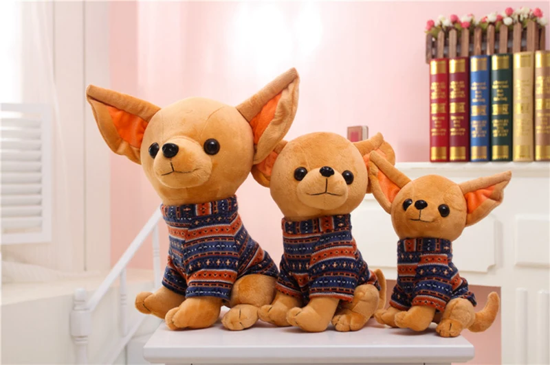25 см милая собака Чихуахуа Куклы Плюшевые чучело собаки Pet мягкие игрушки Дети Подарки на день рождения коллекция декора