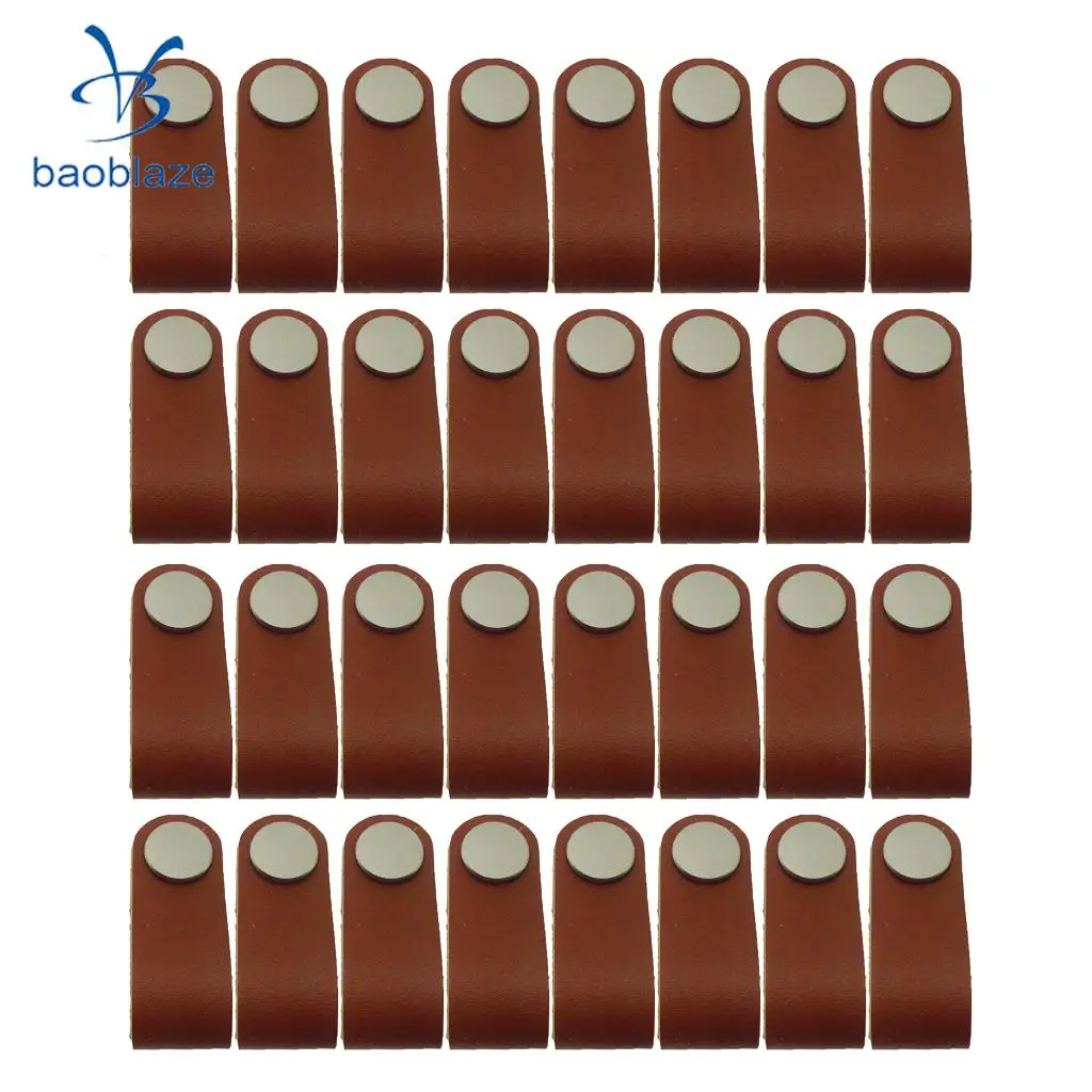 32x Nordic Wardrobe Cabinet Door Handle Soft PU Leather Door Handles For Cupboard Drawer Pull Knobs Furniture Hardware