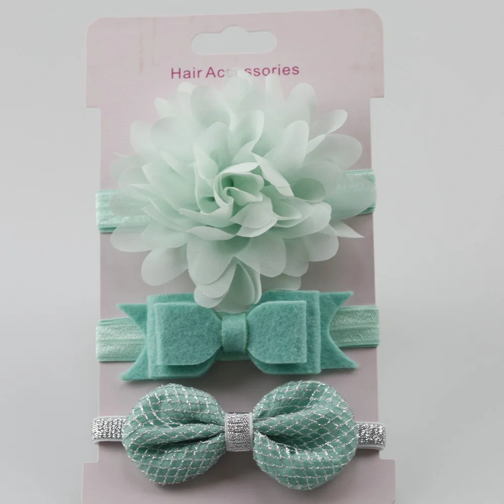 

Baby girls hair accessories 3Pcs Kids Elastic Floral Headband Hair Girls Bowknot Elastic bands Headwear Hairband Set