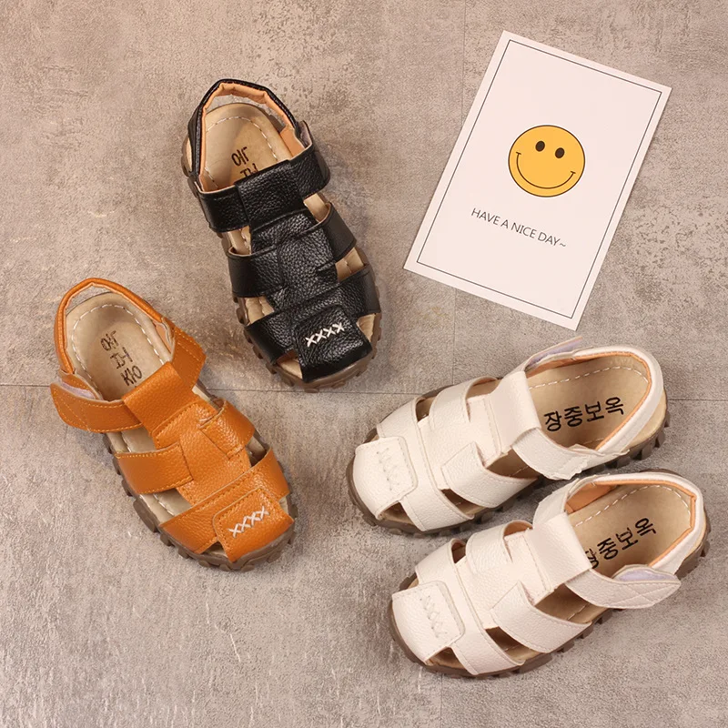 

Boys Girls Gladiator Sandals Fashion Cut-outs Kids Casual Leather Shoes for Children Roman Boots Sweet Children's Beach Shoes