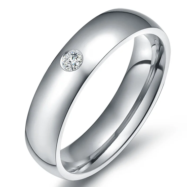 Stainless Steel Zircon Rings 4mm for Men and Women Engagement Wedding