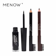 Menow Brand Hot Sale Makeup Set Waterproof black long lasting Liquid Eyeliner Set Gift Two Black/ Brown Eyepencil CosmeticE10009