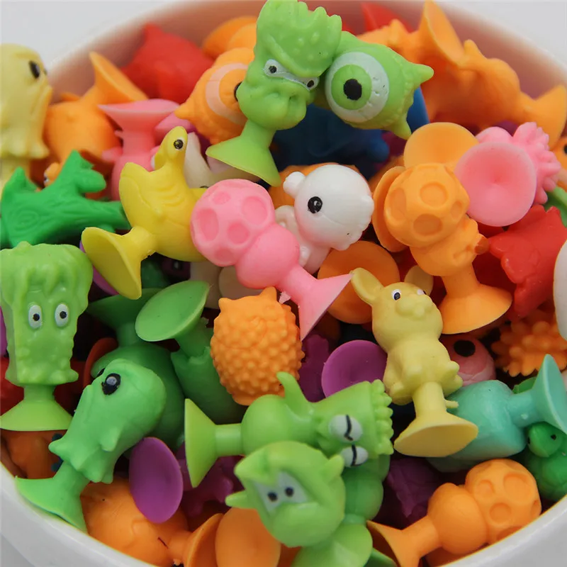 

50pcs/lot good Cupule kids Cartoon Animal Action Figures toys Sucker kids Mini Suction Cup Collector Capsule model random
