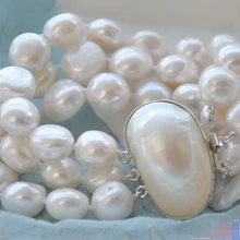 P4118 3ROW " 15 мм барокко белой пресноводной MABE благородный стиль естественно прекрасно jewe быстрая