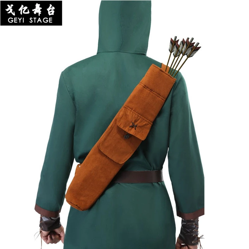 

New high quality Robin Hood costume Brave brown arrow bag man role play party Fancy clothing For Halloween Anime accessories