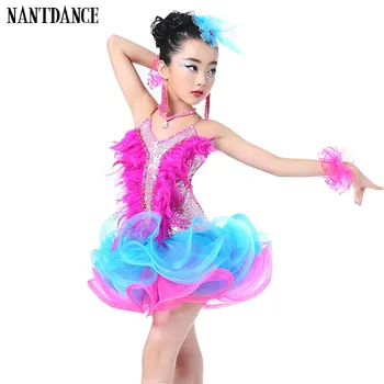 

Children Professional Latin Dance Dress for Girls Ballroom Dance Competition Dresses kids Modern Waltz/tango / Cha Cha Costumes