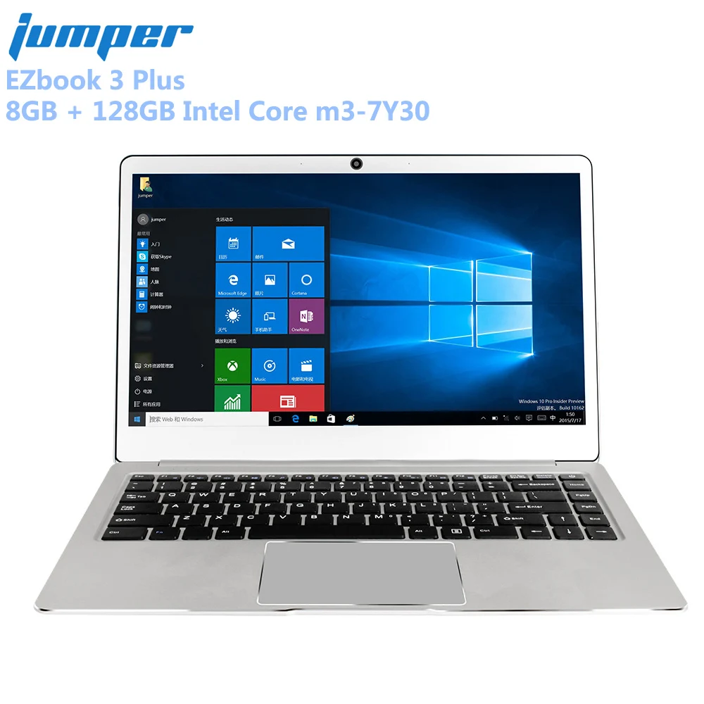 Jumper EZbook 3 Plus Laptop 14.0'' 1080P 8GB + 128GB Windows 10 Home Intel Core m3-7Y30 Dual WiFi Notebook Computer Metal Case