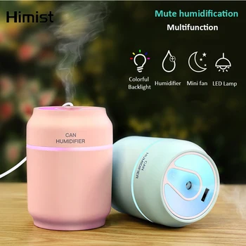 

3 in 1 200ml USB Can Air Humidifier with LED Lamp Mini Fan Ultrasonic Mist Maker Fogger
