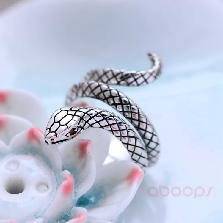 Punk Sterling Silver Snake Ring for Men Women Size 6.5 7 8 9 9.5 Free Shipping Fashion Jewelry