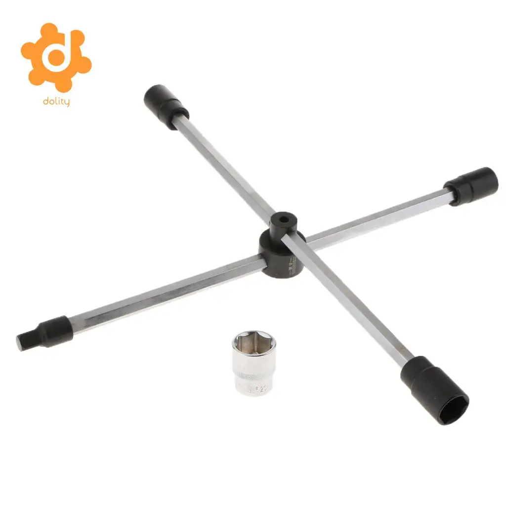4 Way Cross Rim Wheel Wrench Nut Brace Aluminum Spanner Tool
