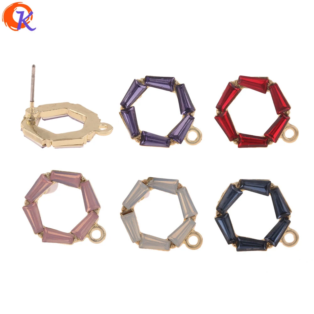 

Cordial Design 50Pcs 15*17MM Jewelry Accessories/Rhinestone Earrings Stud/Hexagon Shape/DIY Making/Hand Made/Earring Findings