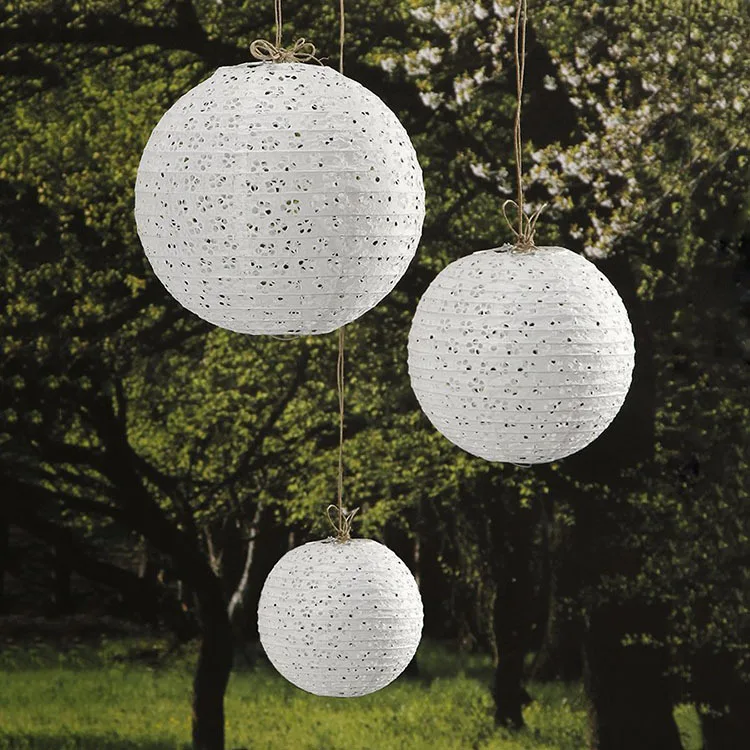 

5pcs/lot 10-15-20-25-30-35-40cm White Round Hollow Out Paper Lanterns for Wedding Home Party Supplies DIY Christmas Garden Decor