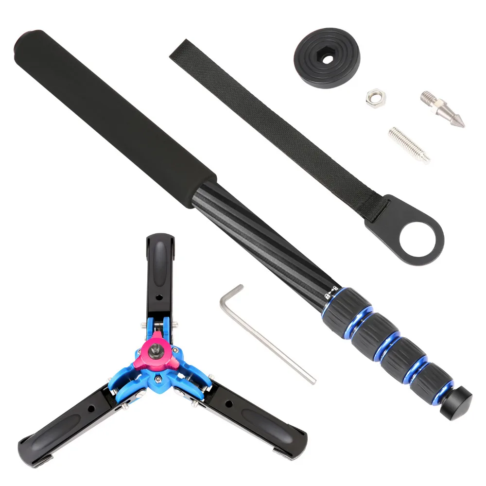  Neewer Extendable Camera Carbon Fiber Monopod with Removable Foldable Tripod Support Base: 5-sectio