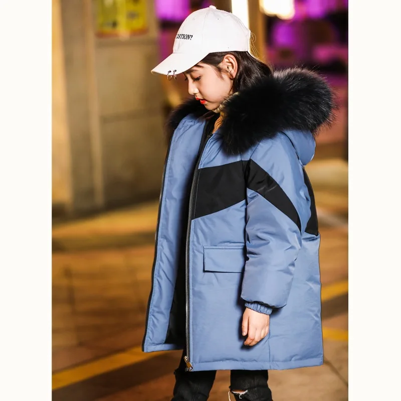 

Children down jacket long in private children's wear men's and women's big boy more winter 2018 new han edition brim