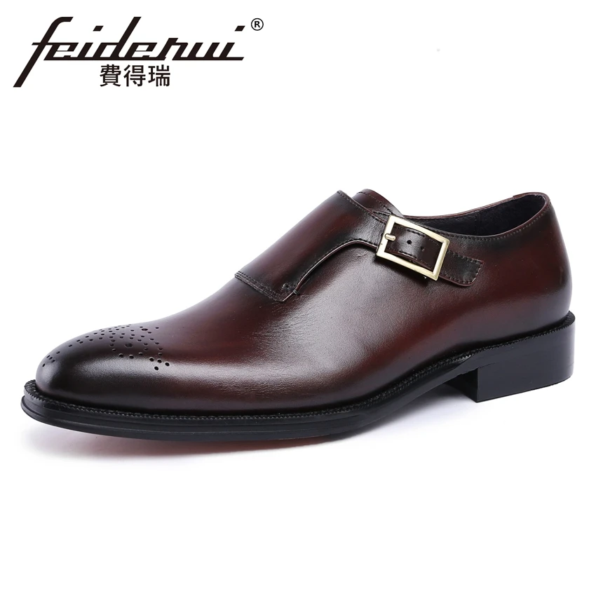 

Fashion Genuine Leather Men's Monk Strap Footwear Round Toe Handmade Male Wedding Party Shoe Formal Dress Shoes For Man YMX244