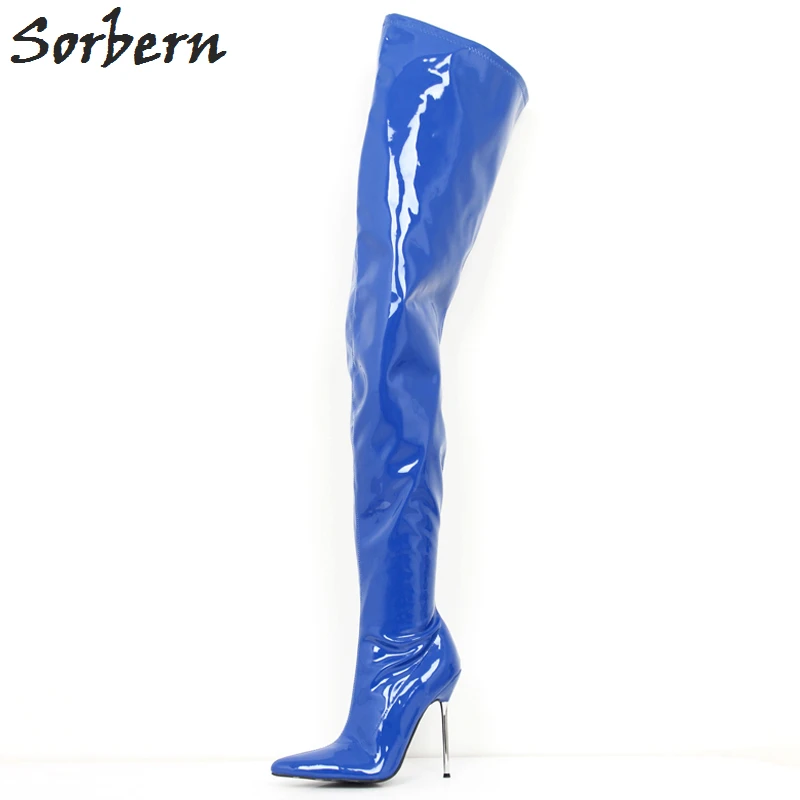 

Sorbern Extreme High Heel Sexy Stiletto Meta 12CM Heel Pointed Toe Fashion Fetish Zip Crotch Long Boots For Woman