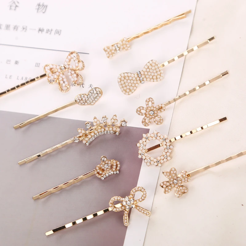 

5PCS Women Fashion Pearl Metal Hair Clips Hair Accessories Girls Hairpins Lady Sweet Headwear Hair Bride wedding Styling Tools