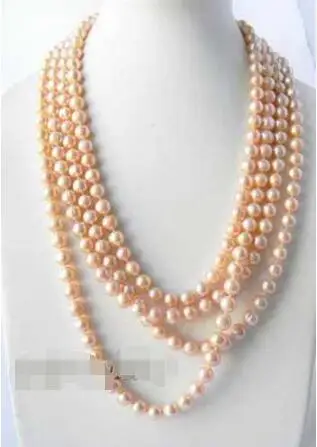 

Free Shipping >>100'' 10mm Pink Round Freshwater Pearl Necklace