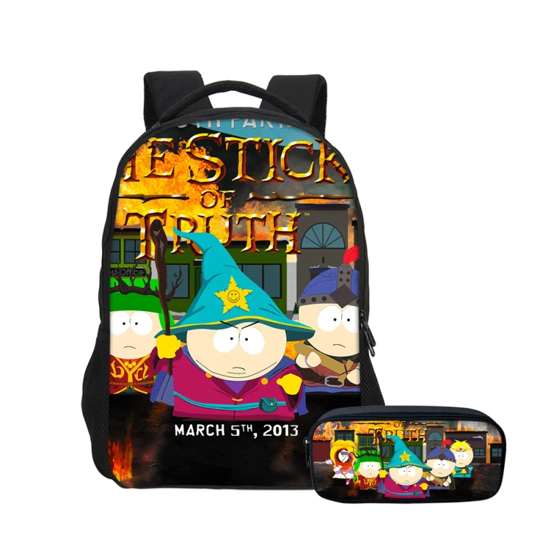 

Designer South Park 3D Prining Student Boys Backpacks Set with Pen Case Fashion Girls School Shoulder Bag Kids Customize Mochila