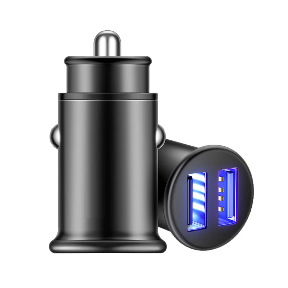 Universal 5V 4.8A Mental Dual USB car charger 2 port Cigarette Lighter