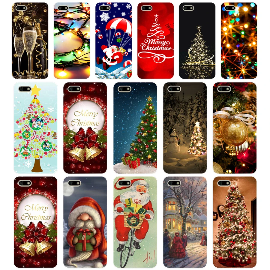 

46G Happy New Year Merry Christmas TPU Soft Silicone Case For Huawei Honor 7C 7a 5.7 inch 7x 8x 7a 5.45 Y5 2018 Russian Cover