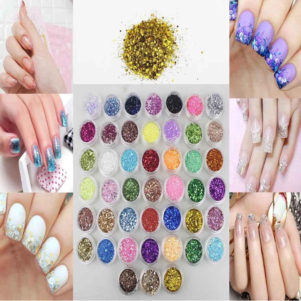 Glitter Nail UV Gel Polish Paillette Ongles Decoracion Hexagon Brillantini Dust Sequins Powder