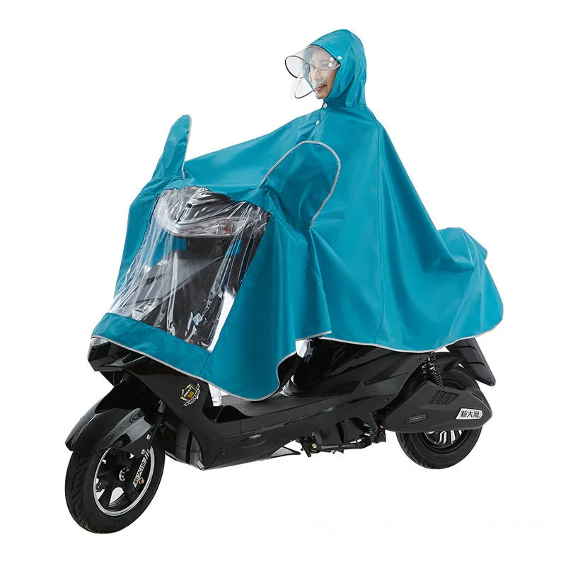 Дождевик двойная шляпа карниз дождевик велосипедный мотоцикл Дождевик электрический автомобиль дождевик 3 - Цвет: Небесно-голубой