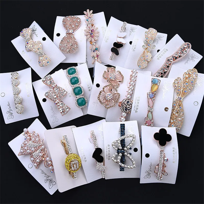 

1Pc High-grade Gold-plated Not fade Rhinestone Hair Barrettes Women Fashion Hairpin Hair Clips Female Alloy Hairpins Headdress