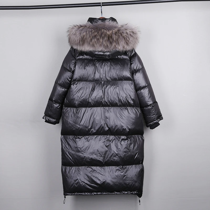 Koop Echte Natuurlijke Bont 2019 Nieuwe Winterjas Vrouwen Losse Eend Donsjack Vrouwelijke Lange Down Parka Dikke Kapmantel Plus size Overjas