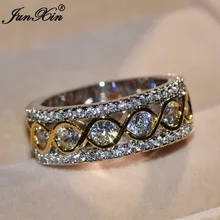 Роскошное мужское женское кольцо с белым AAA циркониевым камнем, модное ювелирное изделие с желтым золотом, винтажные обручальные кольца для мужчин и женщин