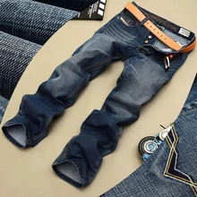 Fashion Biker Jeans Button Fly Pants Brand Designer Mens Jeans High Quality Blue Black Color Straight Ripped Jeans For Men цена Fashion Biker Jeans Button Fly Pants Brand Designer Mens Jeans High Quality Blue Black Color Straight Ripped Jeans For Men цены онлайн