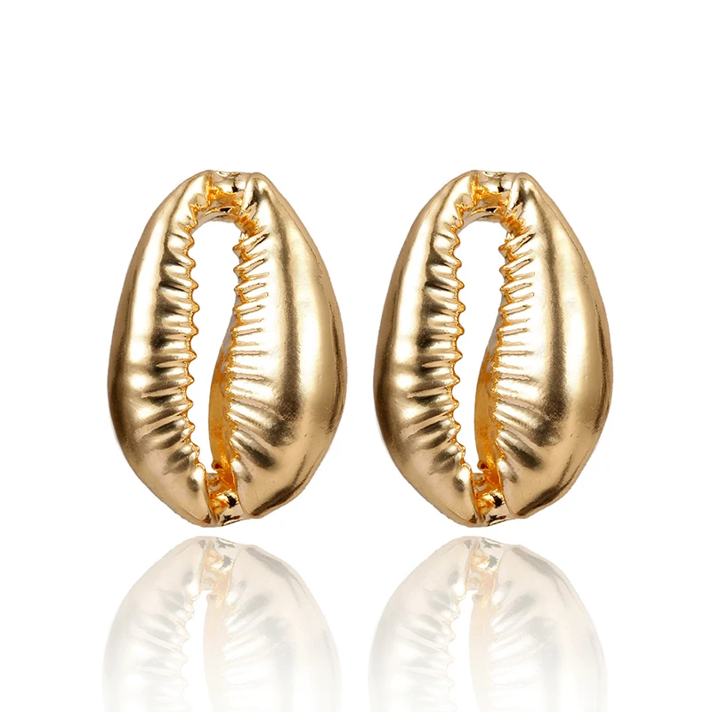 

8SEASONS Summer Beach Jewelry Metal Shell Shaped Silver Gold Color Stud Earrings For Female Fashion Jewelry Chic Women 1 Pair