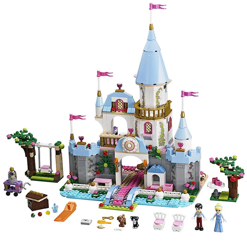 

697pcs Diy Blocks Model Cinderellas Romantic Castle Compatible with Legoingly 41055 Girl Friends Bricks toys for children