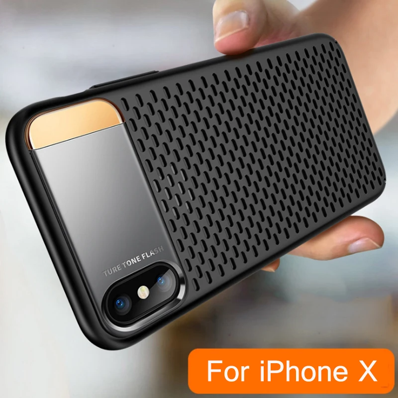 Противоударный защитный Чехол для iphone х чехол дышащая PC Shell назад с металлическим