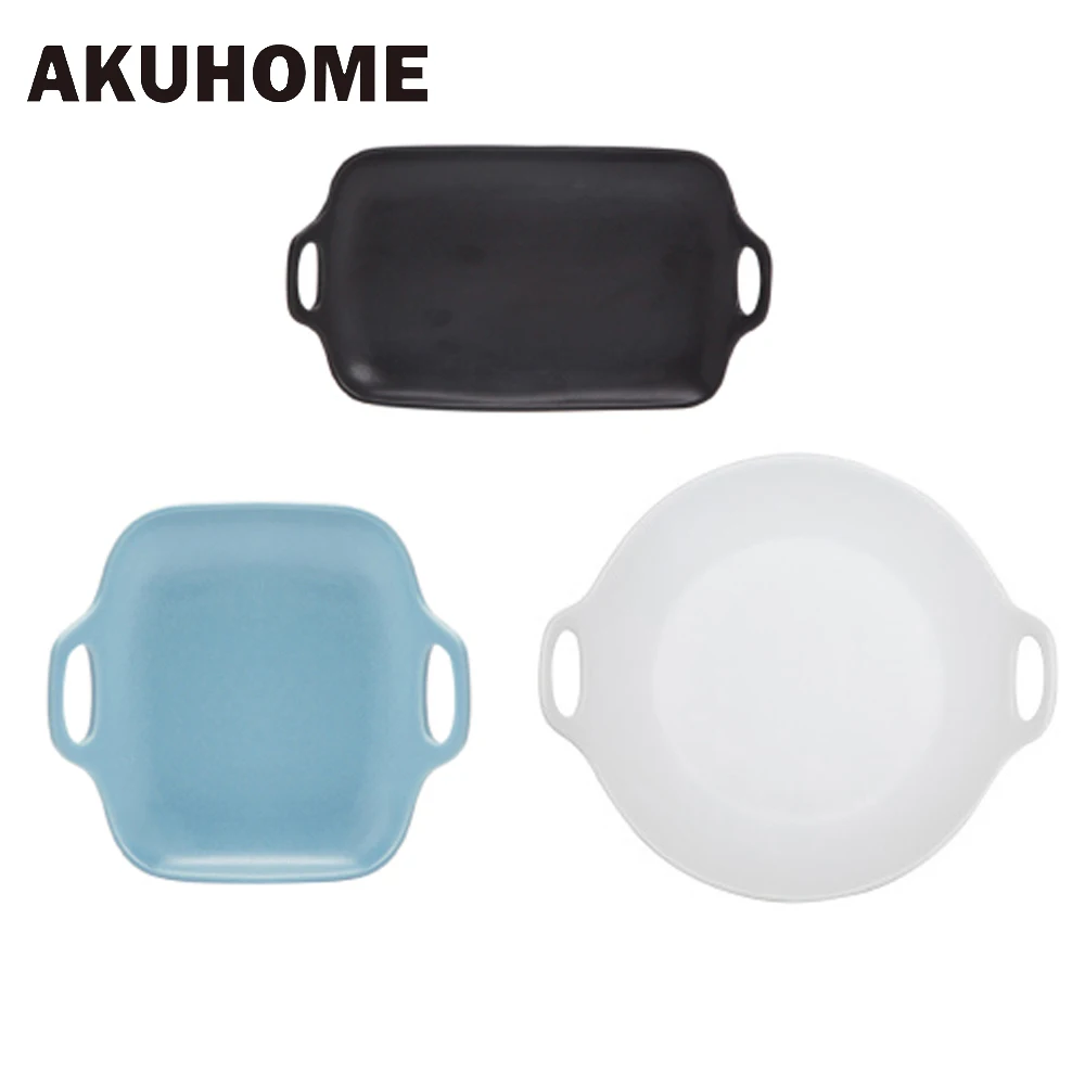 Scrub Double Handle Advanced Glaze Japanese Style Ceramics Tableware Food Plate Square font b Salad b